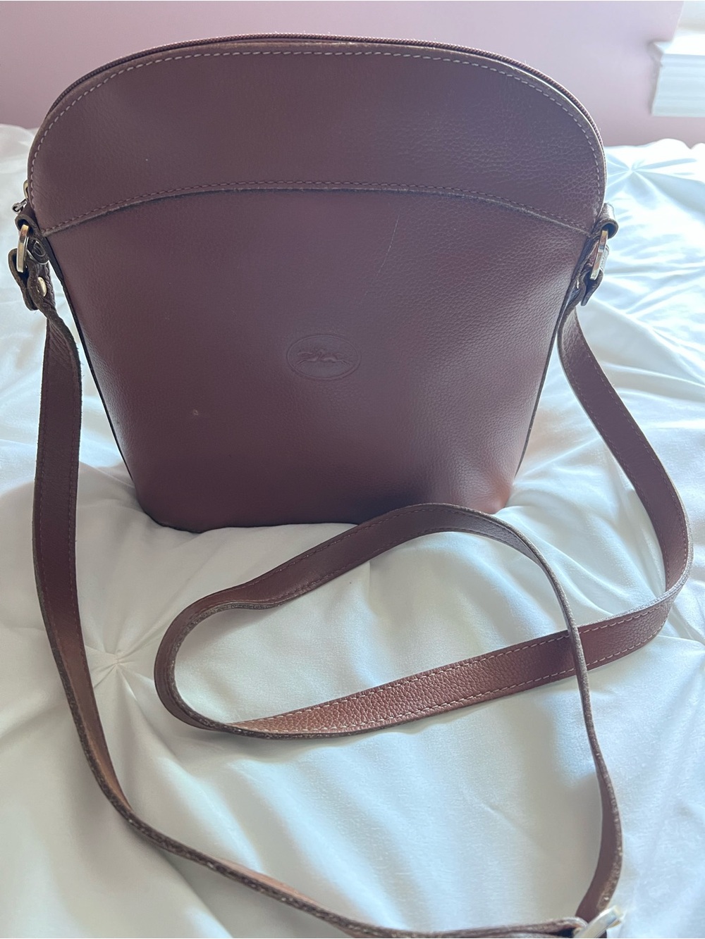 Vintage Longchamp Brown Leather Crossbody Bag